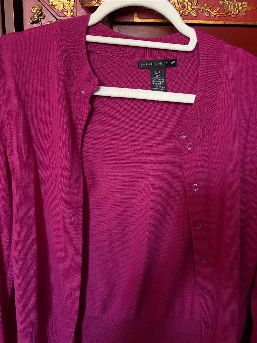 Lord & Taylor Fuchsia Button-Front Women's Cardigan